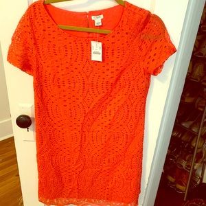 NWT JCrew Coral lace dress w scalloped hem